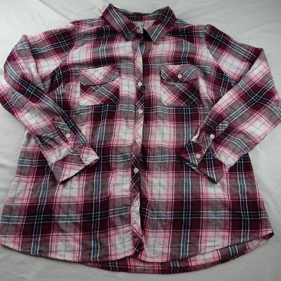 Croft & Barrow Women Plaid Button Up Top Size 1X - Picture 5 of 9